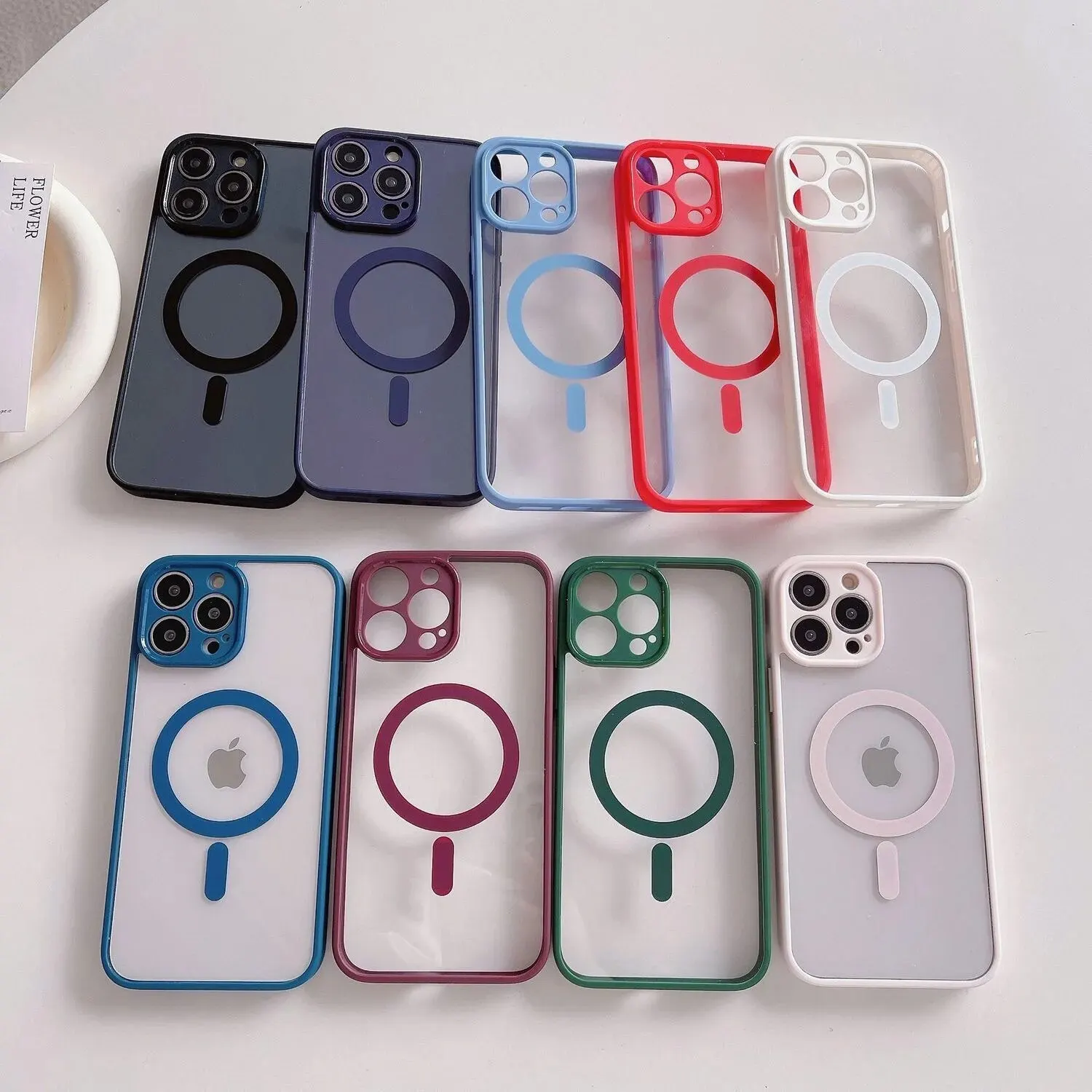 Luxury Magnetic Wireless Charging Case with Lens Protection and Transparent Soft Bumper