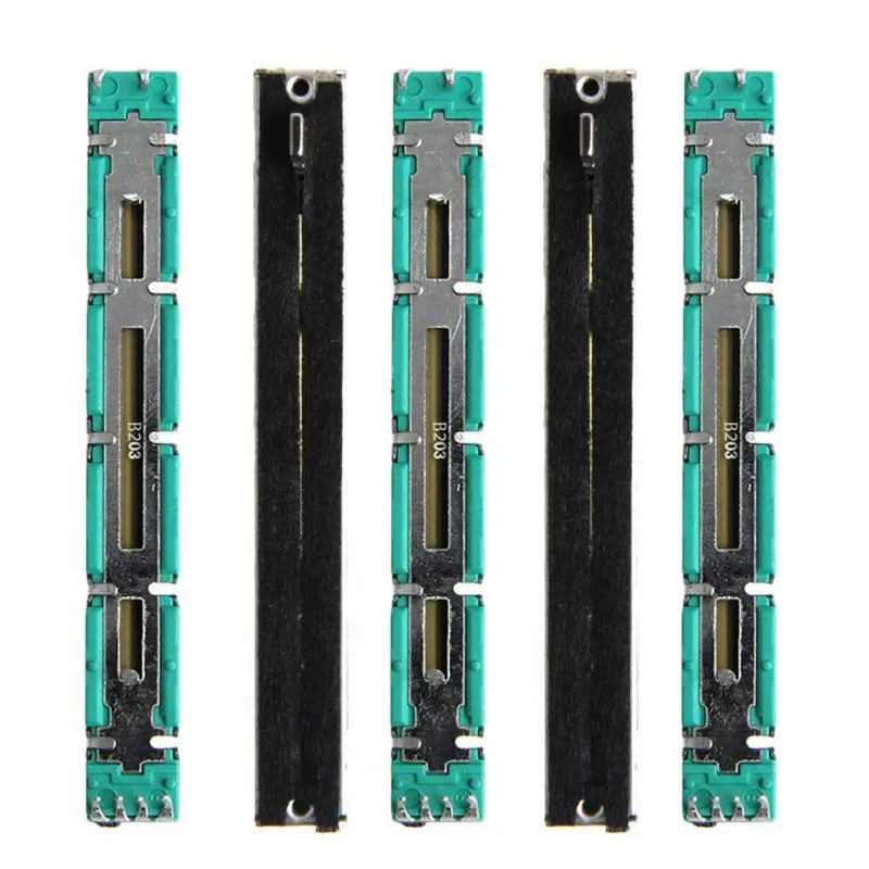 Straight Slide Liners Potentiometer Mixer Fader Variable Resistors 75mm Double Channel Fader for Dimming Tunings 5PCS