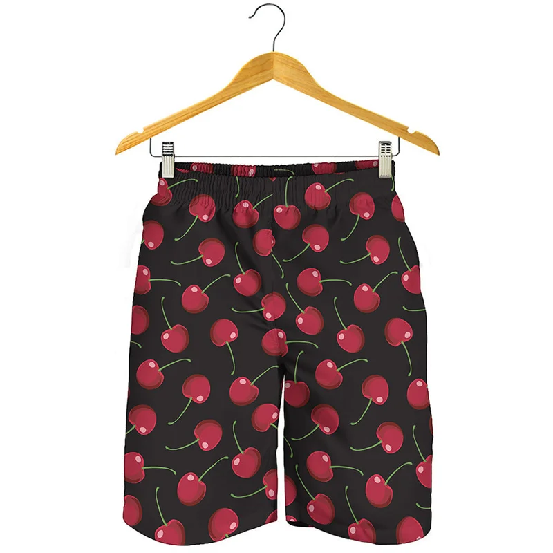 

Fashion Cherry 3D Printed Beach Shorts Men Clothes Cartoon Fruits Pattern Swim Trunks Summer Streetwear Oversized Short Pants