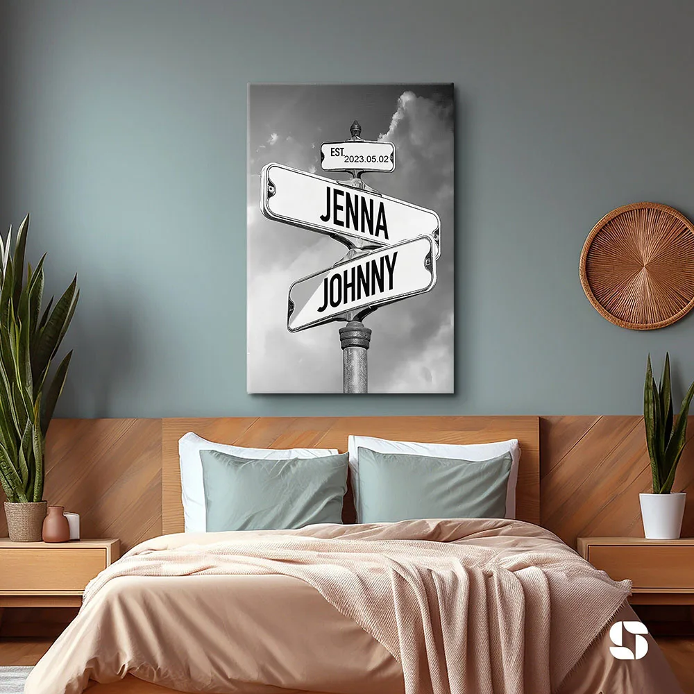 Personalized Name Street Sign Poster Canvas Painting Gift For Couple Art Prints Wall Pictures Living Room Home Decor