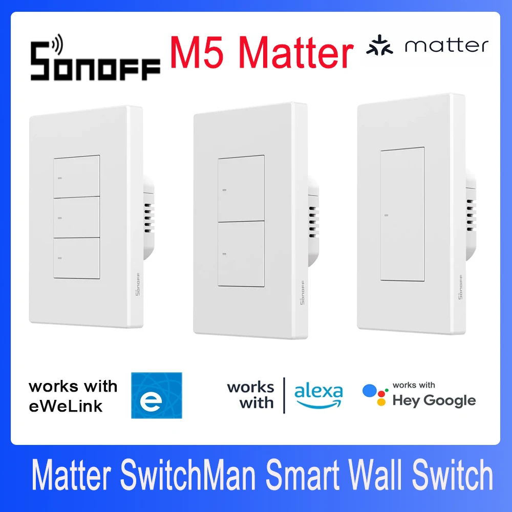SONOFF M5 Matter SwitchMan สวิทช์สีขาว Wifi Smart Wall ทํางานร่วมกับ eWeLink Apple Home Alexa Goole Home Assistant Smartthings 1