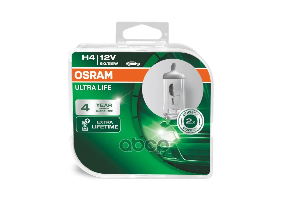 Лампа Г/С H4 (60/55w) P43t-38 Ultra Life 12v 2шт 64193ult-Hcb 4052899425200 Osram арт. 64193ULT-HCB | Автомобили и
