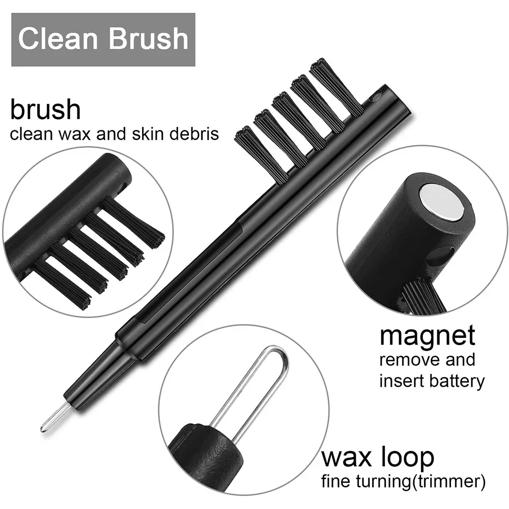 12 Pieces Hearing Aid Cleaning Brush Hearing Amplifier Brushes with Wax Loop and Magnet