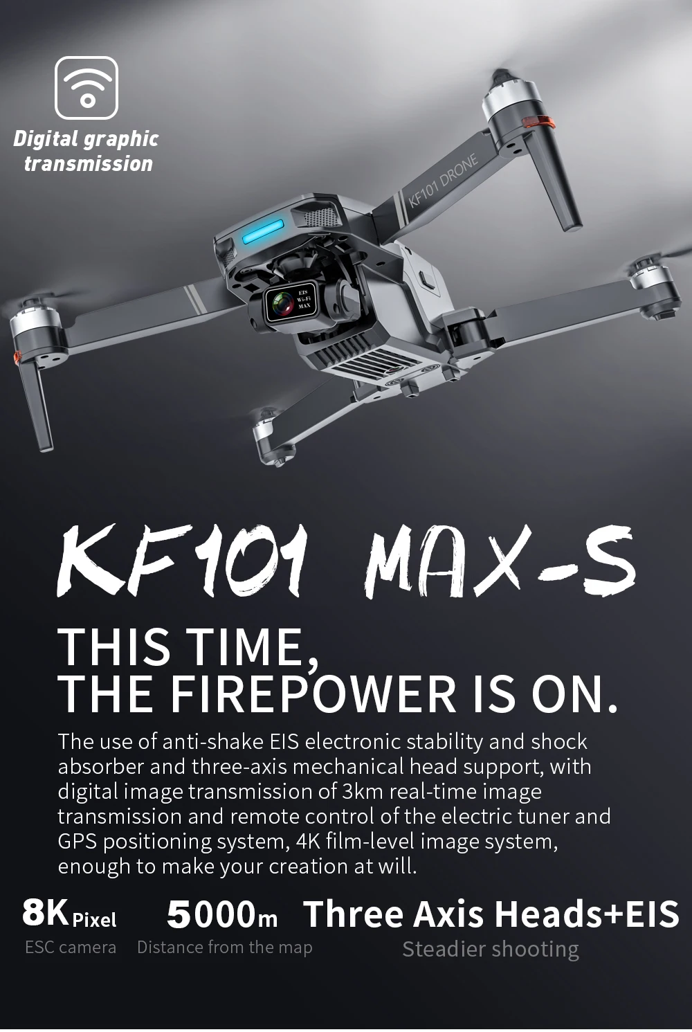 KF101 Max-S GPS Drone 8K Professional HD Camera FPV Dron 3-Axis Gimbal Foldable Obstacle Avoidance RC Quadcopter KF102 Max Drone