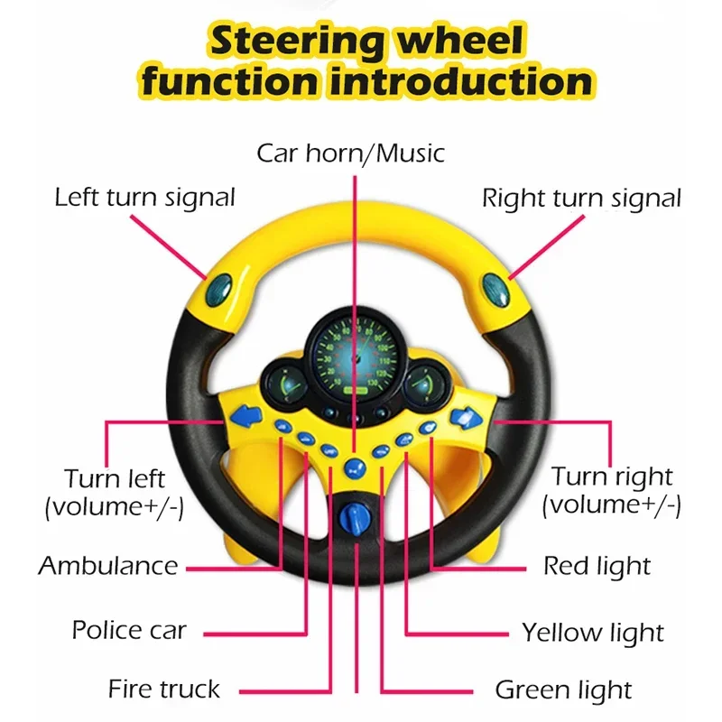 Infant Shining Eletric Simulation Steering Wheel Toy with Light Sound Kids Early Educational Stroller Steering Wheel Vocal Toys 5