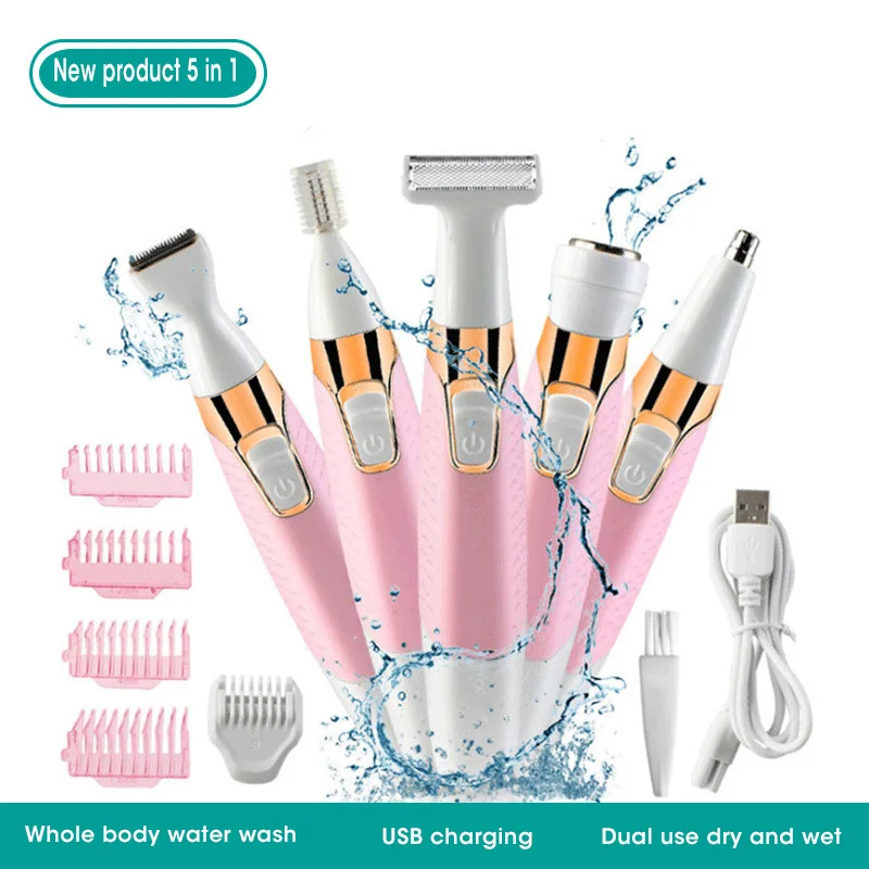 

New 5-in-1 Epilator Women Shaving Machine Eyebrow Knife Axillary and Leg Hair Shaving Knife Women Hair Epilator Free Shipping