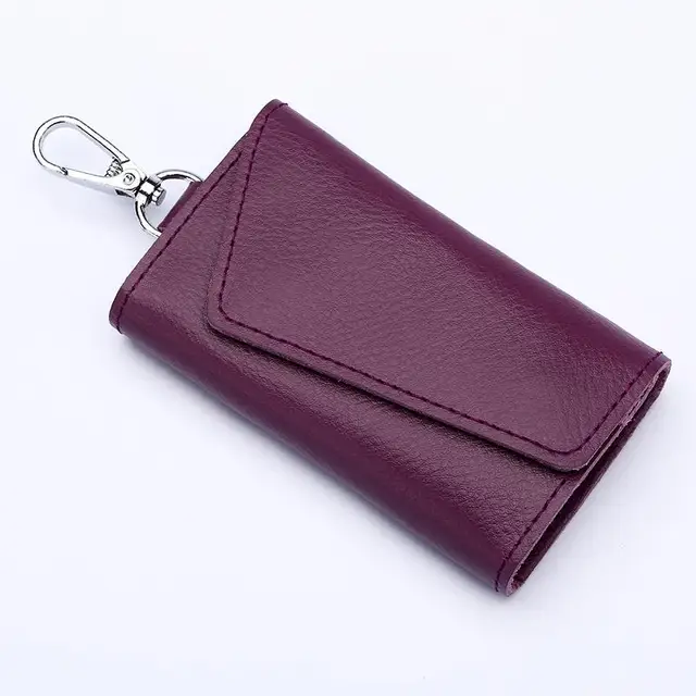 Genuine Leather Keychain Men Women Key Holder Organizer Pouch Cow Split Car Key Wallet Housekeeper Key Case Mini Card Bag A-001 wen zi se