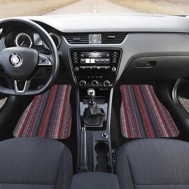 

Red Boho Stripe Decor Car Floor Mats, Car Floor Mats Set, Floor Mats for Car, Bohemian, Boho Chic