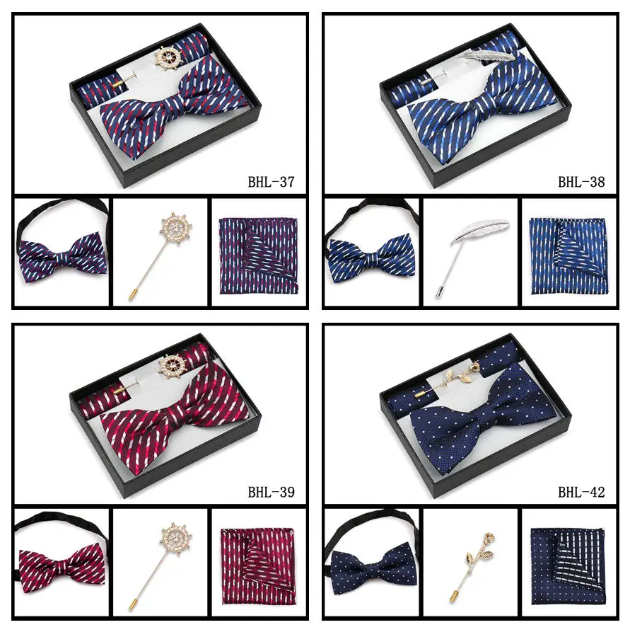 Vintage Fliege-Set für Herren Paisley Klassische Fliege Einstecktuch Brosche Set mit Geschenkbox Herren Business Hochzeit Anzug Accessoires – Detail 17