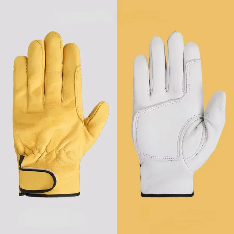 Work Safety Gloves Sheepskin Leather Workers Work Welding Safety Protection Garden Sports Motorcycle Driver Wear-resistant Glove
