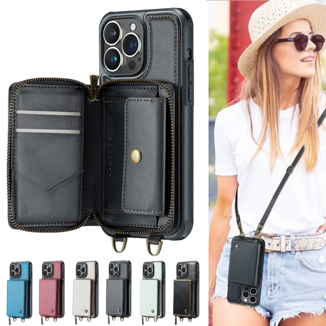 Luxury Wallet Crossbody Phone Case For iPhone 15 14 Plus 11 12 13 Pro Max  Plus Card Slot Holder Stand Long Lanyard Leather Cover - AliExpress