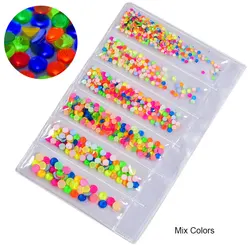Vibrant Glitter Crystal Neon Nail Art Accessories - Assorted Sizes (Mix Colors)