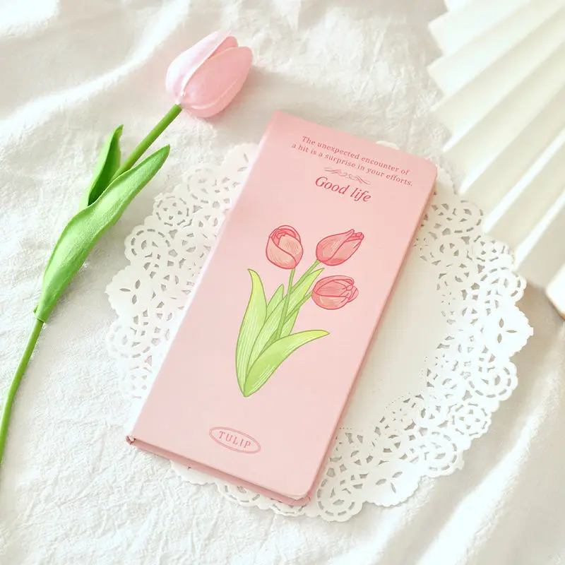 Minimalist Pink Floral Pocketbook Planner – Aesthetic Grid Notebook & Travel Diary