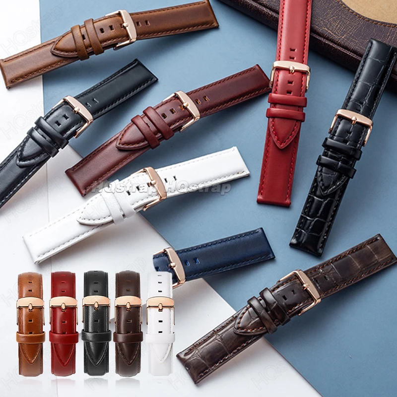 Elegant Waterproof Genuine Leather Wristband with Rose Buckle