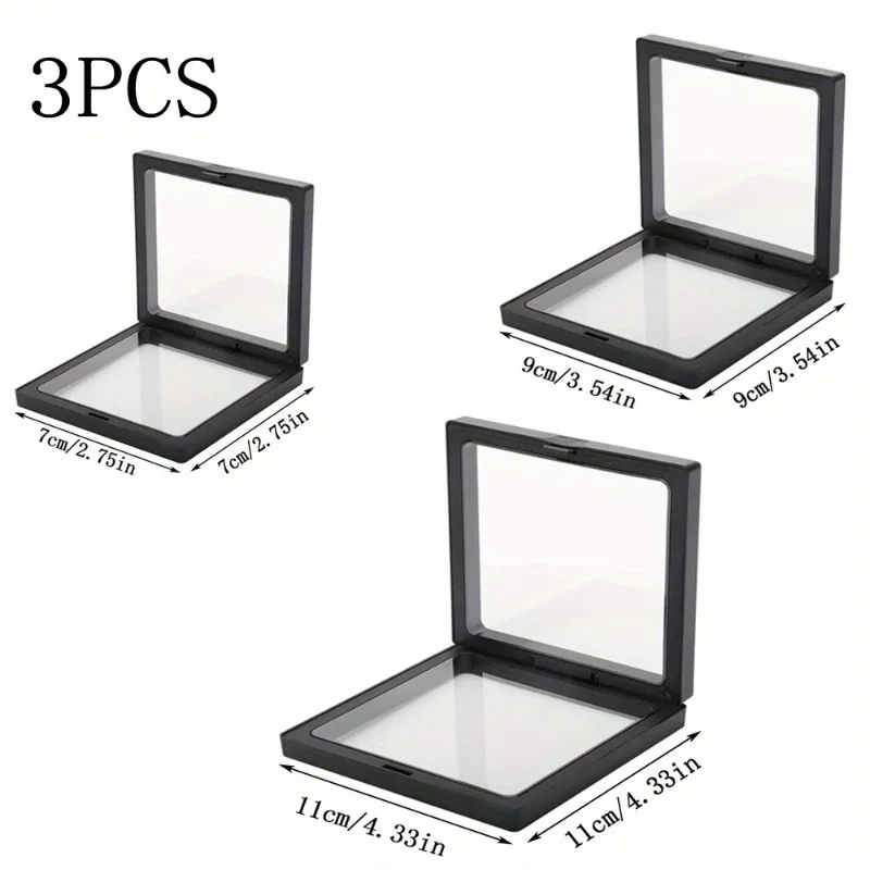 Floating Jewelry Display Box PE Storage Case for Rings Earrings Bracelets Necklaces Stackable Rectangle Holder Ideal for Travel