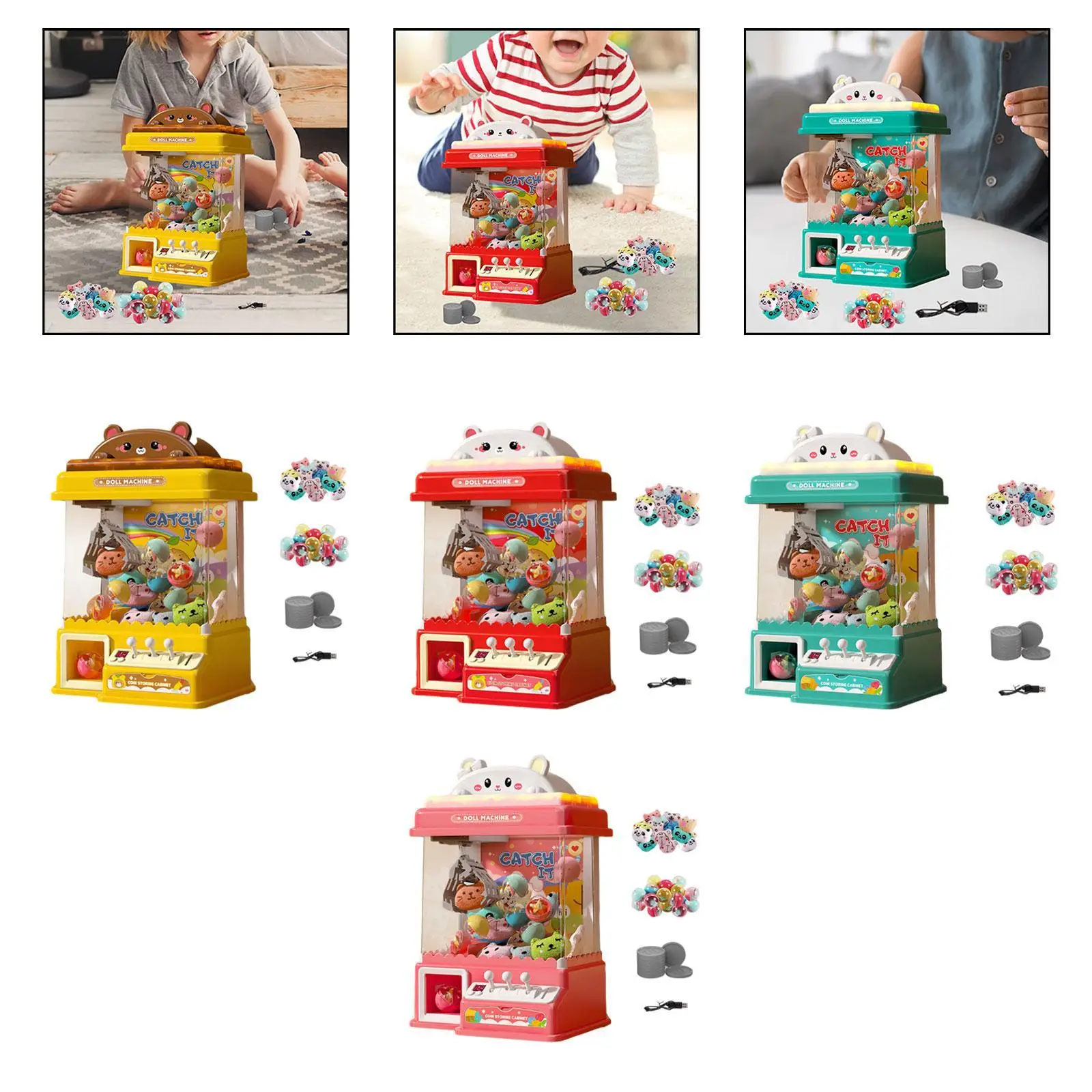 Claw Machine Table Game Mini Vending Machine Valentines Day Gifts Electronic Claw for Children Girls Boys Kids New Year