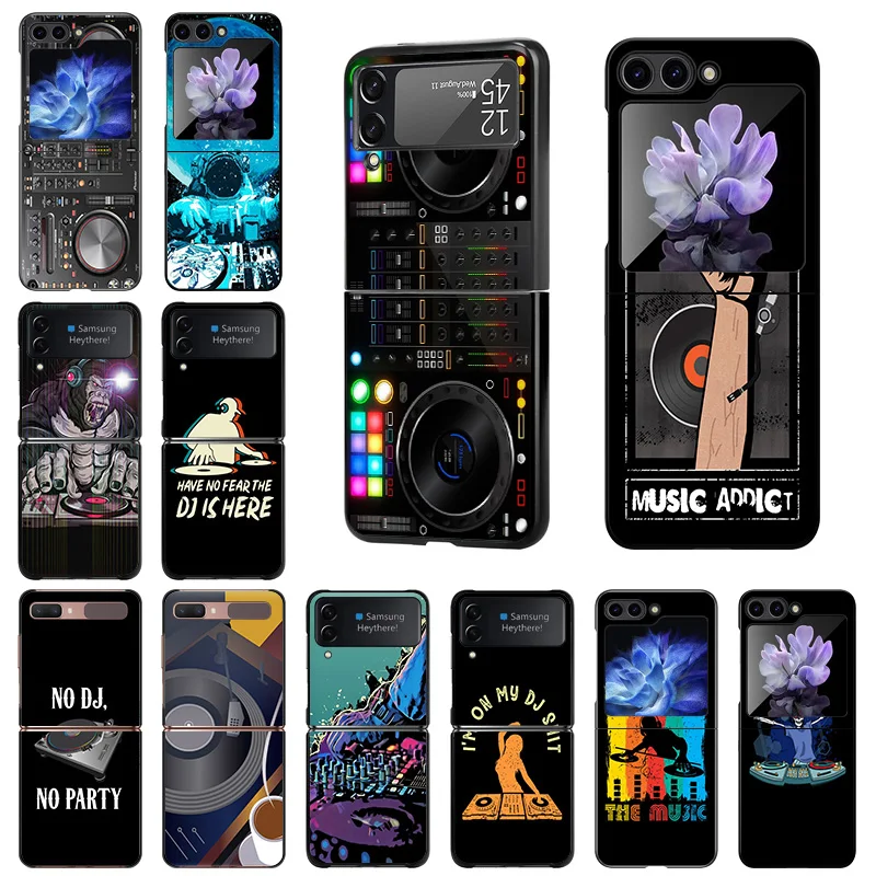 Custodie Per Cellulari Per Samsung Galaxy Zflip Z Flip3 Flip4 Flip5 5G Dj Radio Music Old Chip Fashion Black Hard Anti-Drop Cover