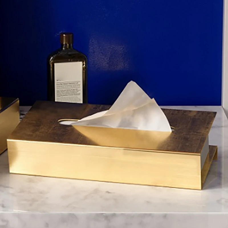 

1Pcs Gold Tissue Box Cover Simple Metal Paper Towel Boxes Dining Table Napkin Holder Home Living Room Desktop