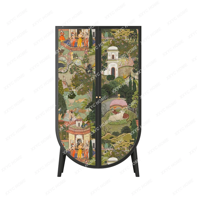 

Solid Wood Double-Door Wardrobe Wardrobe Storage Storage Side Cabinet Bedroom Walnut Installation-Free Custom Cabinet