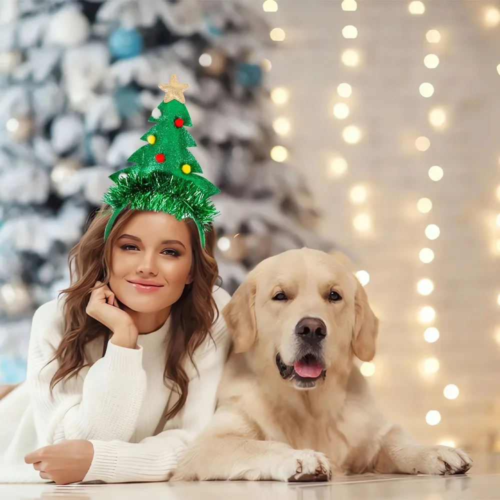 Cartoon Christmas Headband Santa Hat Head Band Elk Antler Xmas Tree Headband Merry Christmas Party Hat Happy New Year 2026 Decor