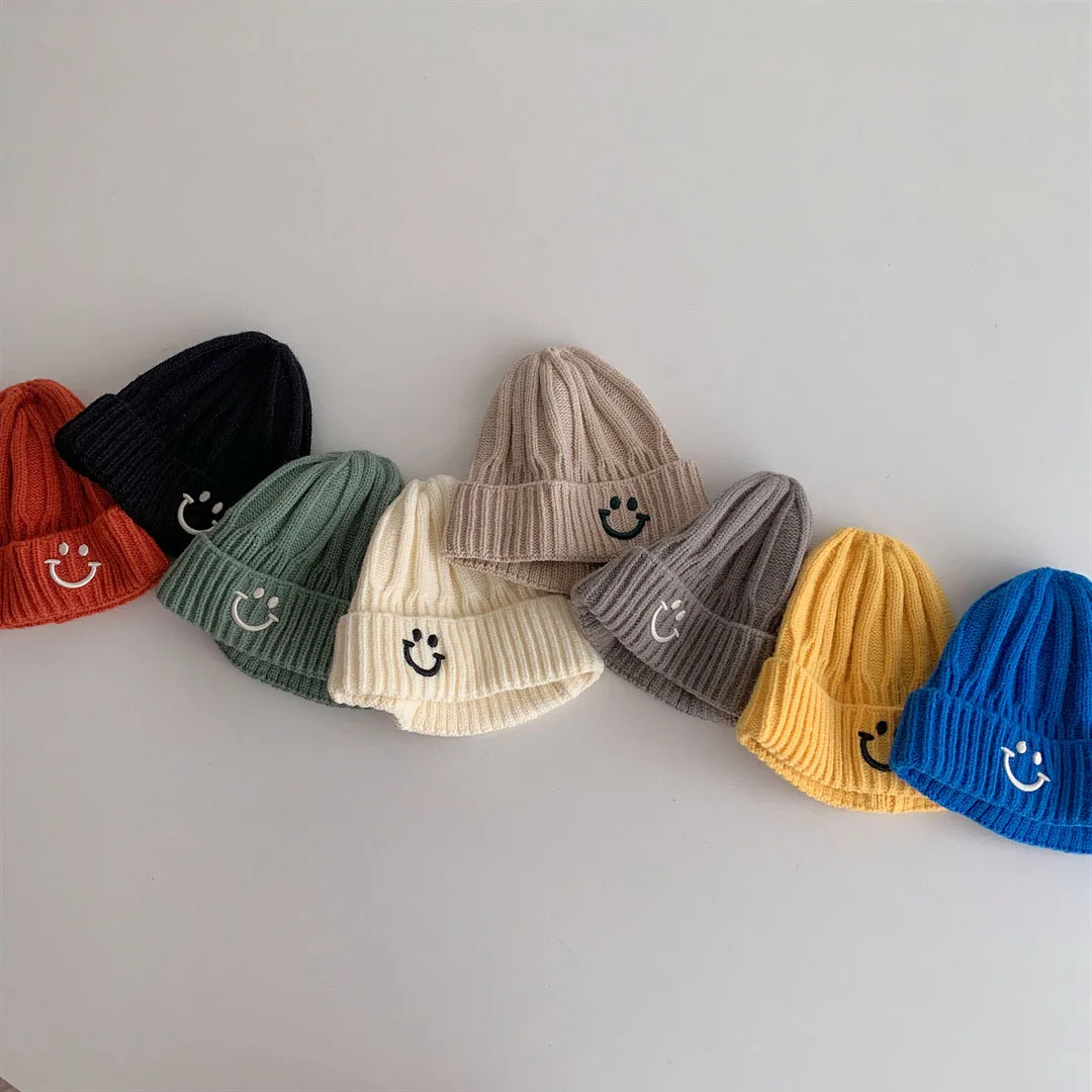 

Korea Embroidery Kids Knit Hat Autumn Girl Boy Beanie Cap Infant Baby Bonnet Cap Children Knitted Cap Newborn Baby Accessories