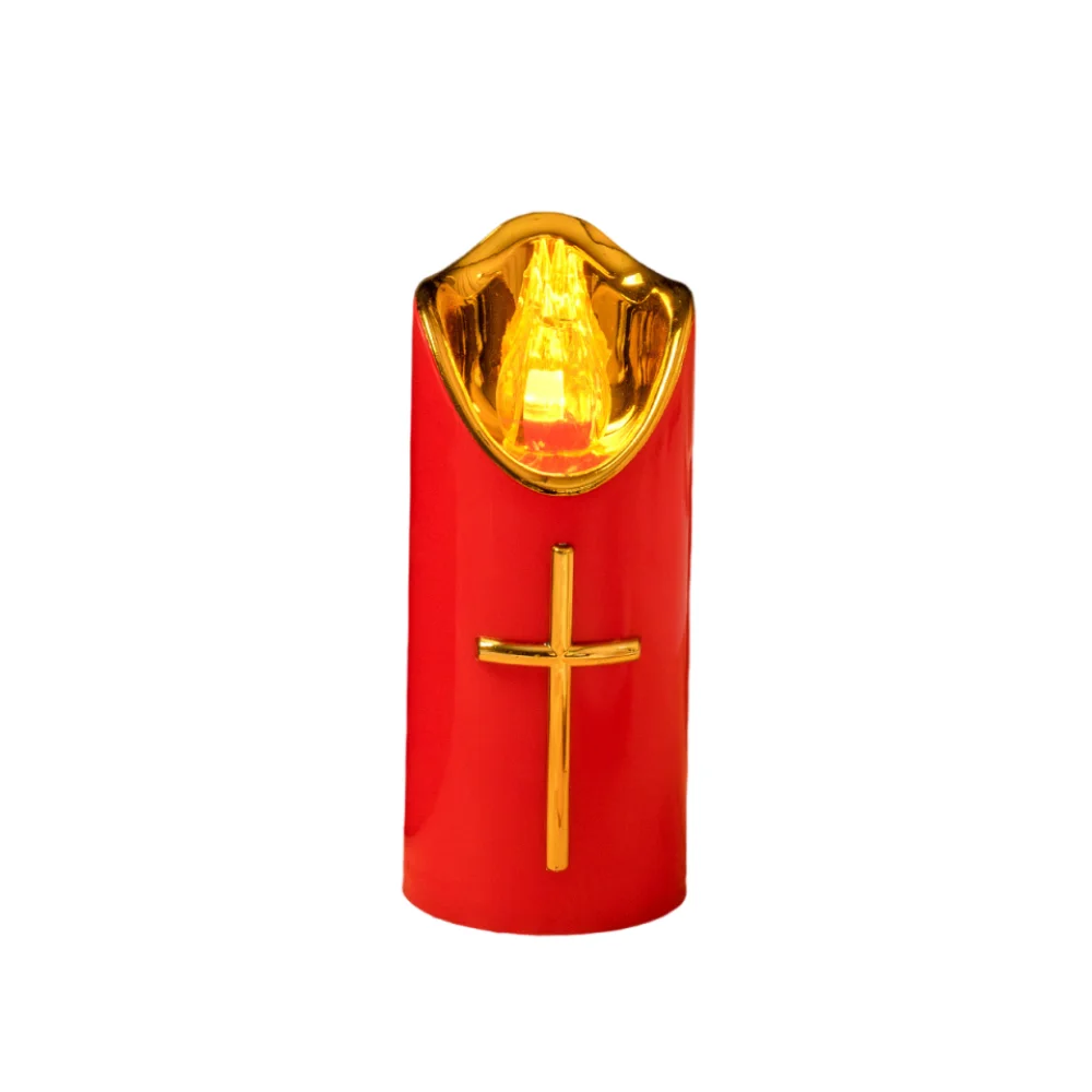 Reusable Christian Cross Decorative Waterproof Battery-Operated Flame Candles