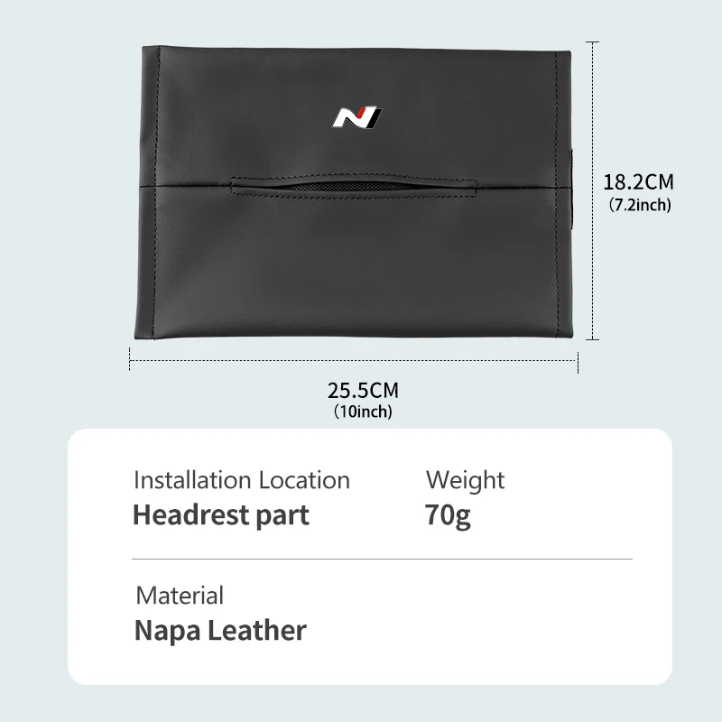 가죽 자동차 티슈 박스 종이 보관 가방 주최자 액세서리 현대 소나타 i30 i20 Tucson Elantra Kona N Line