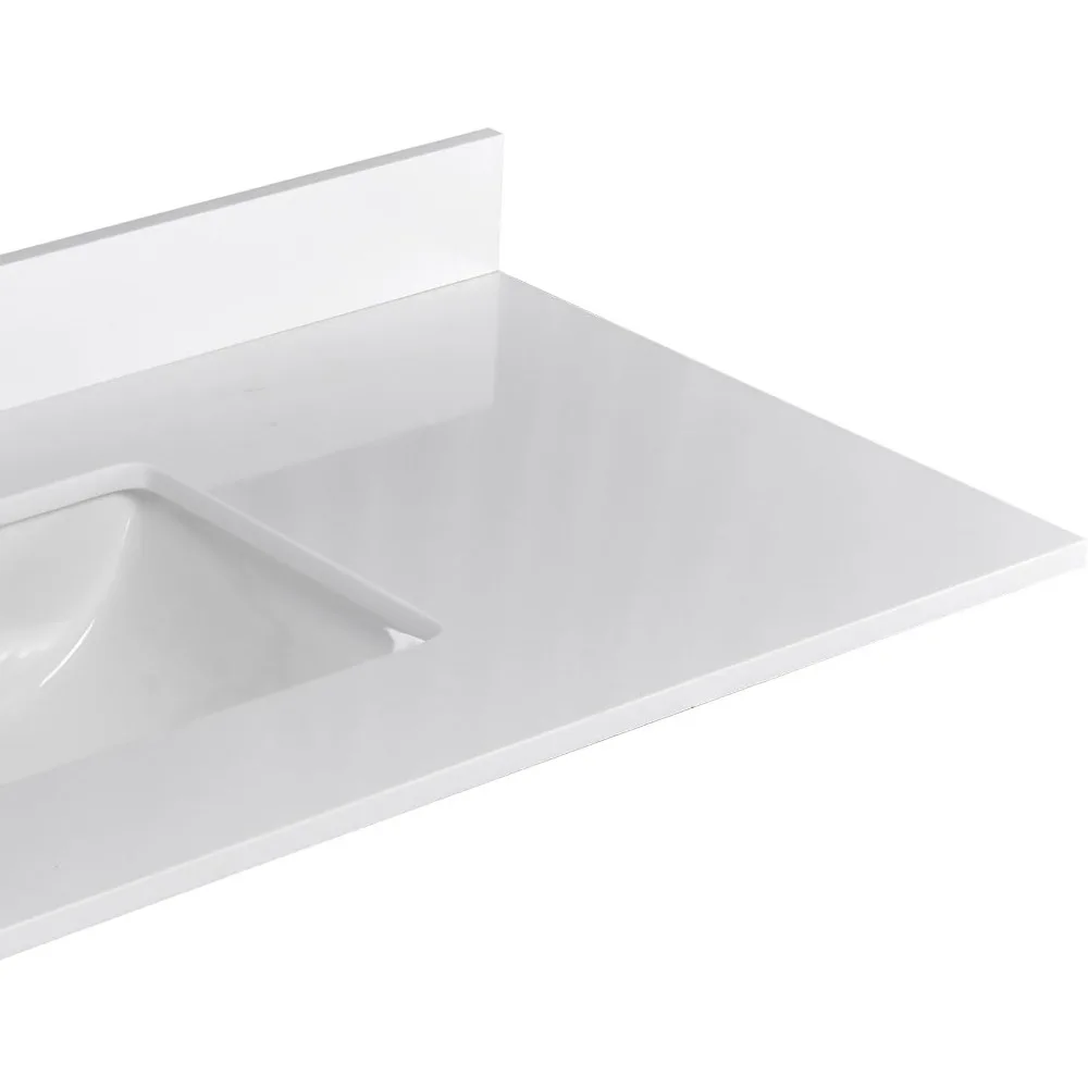 48 Inch Solid White Vanity Sink Top, Engineered Stone Vanity Top,8 Inch Widespread Faucet Hole with Backsplash Countertops 5