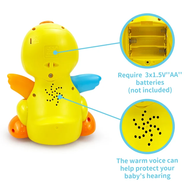 HOLA Baby Early Development Crawling Toys - Interactive Walking Duck with Music and Light Up for 18 Months Toddler Boy and Girl 6