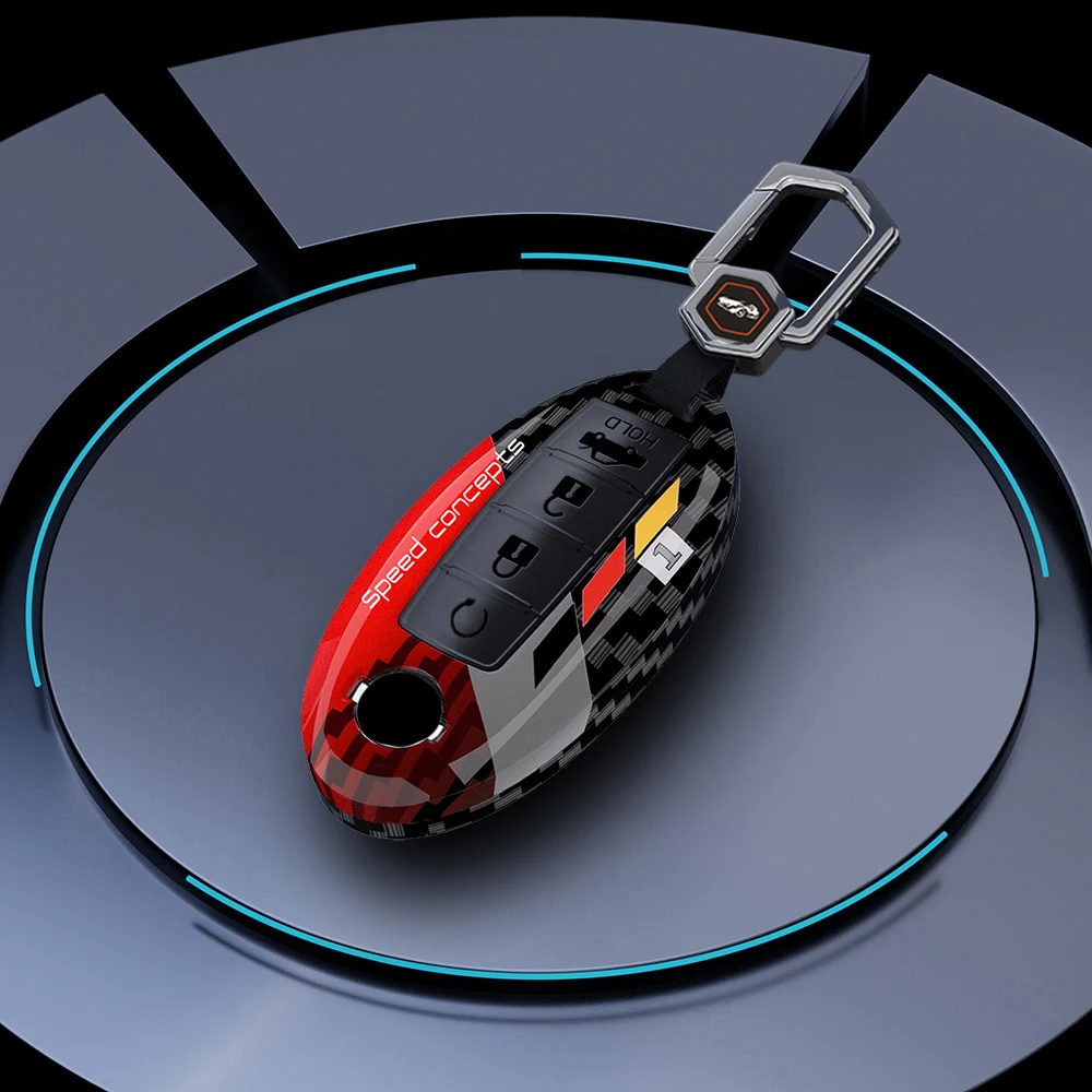 Premium Carbon Fiber Car Key Case Cover - 4-Button Protection