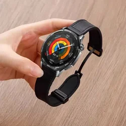 Premium Silicone Leather Magnetic Watch Strap - Universal Fit, 18/20/22mm - 22mm (Black)