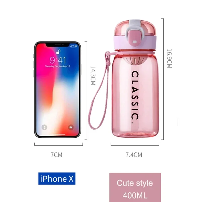 400ml Sports Water Bottle Outdoor Water Bottle With Rope Plastic Portable Water Cup Dinkware Camping Bike Bottle My Drink Bottle