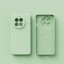 Magnetic Matte Soft Liquid Silicone Velvet Case with Mag - safe and Camera Protection for OnePlus Ace 6 Ultra (Light Green)