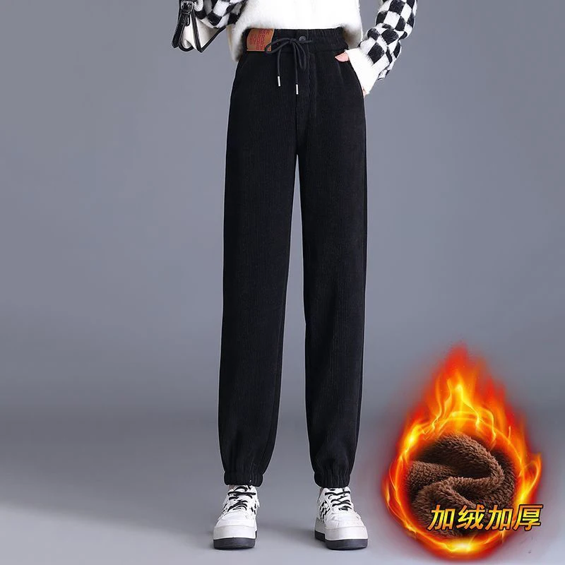 Autumn Winter Women's Loose Casual All-match Trousers Ladies Thick Warm Add Velvet Lantern Pants Female High Waist Sweatpants