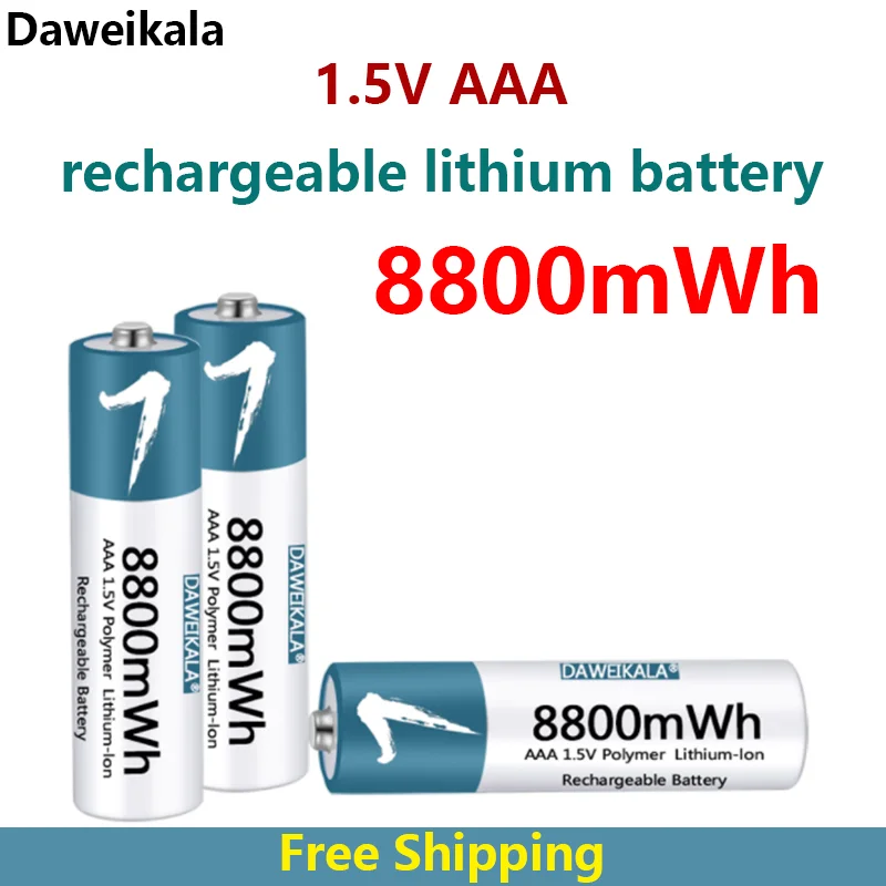 

AAA 1.5V 8800mWh Rechargeable Battery Polymer Lithium-ion Battery AAA Battery for Remote Control Mouse Small Fan Electric Toy
