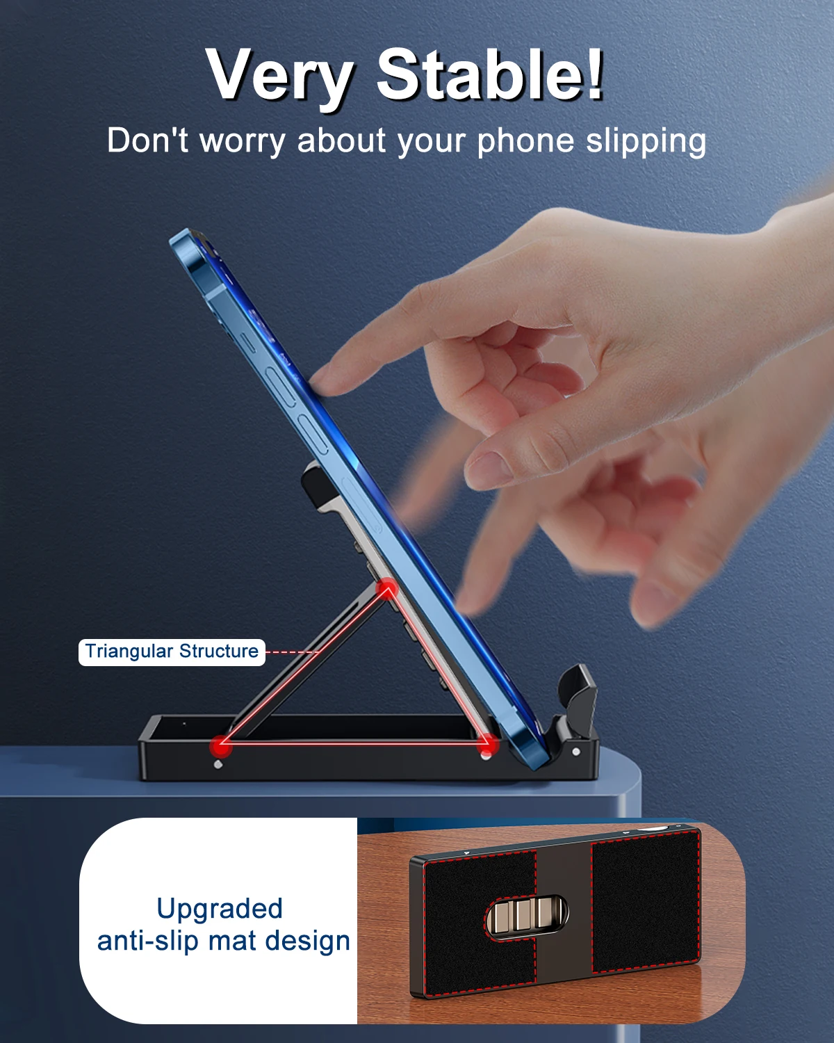 Eary Foldable Phone Stand for Desk Portable Phone Holder Multi-Angle Adjustable Compatible with Tablet iPad Mini iPhone Samsung