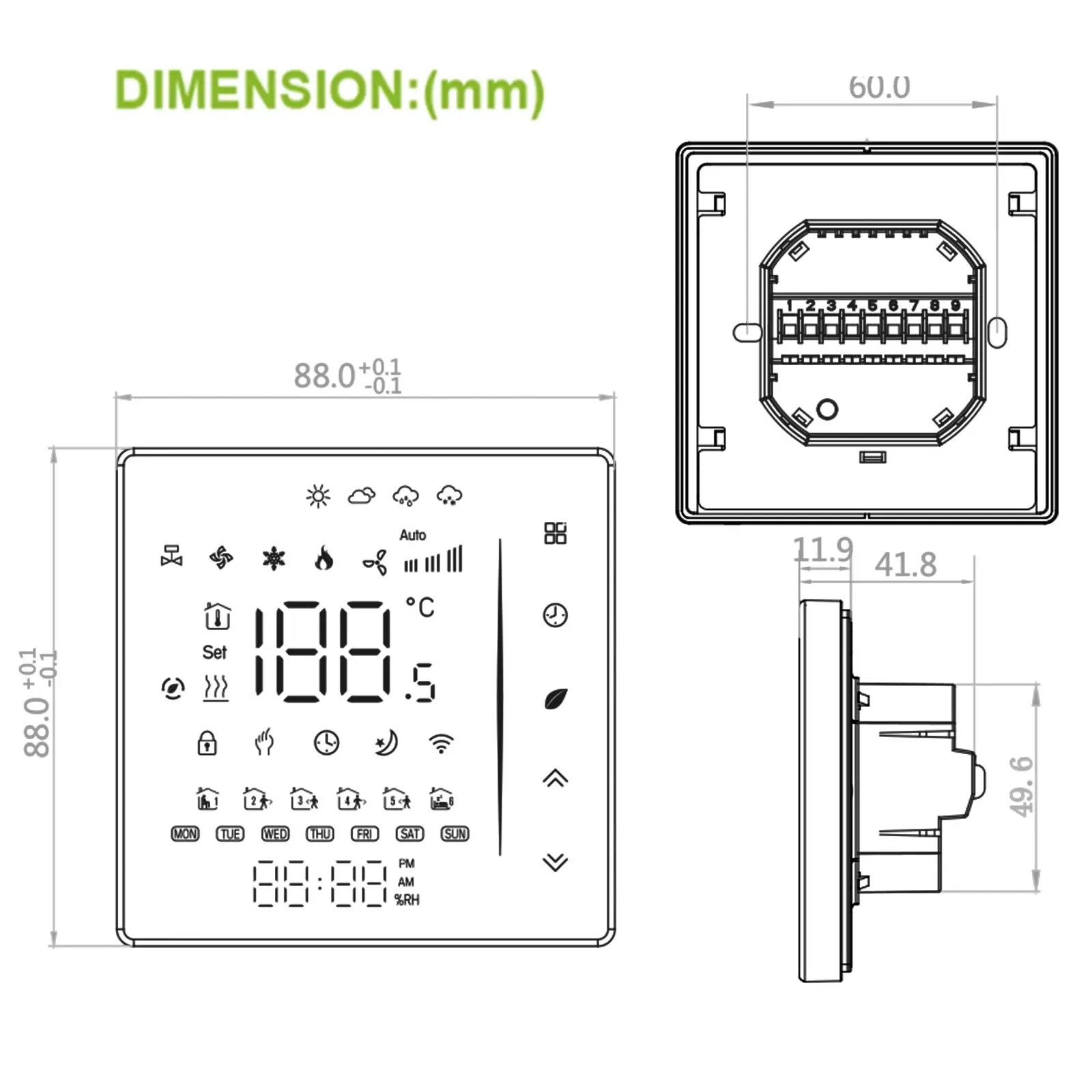 Zigbee e Wi-Fi TUYA-Termostato Fan Coil, Controlador