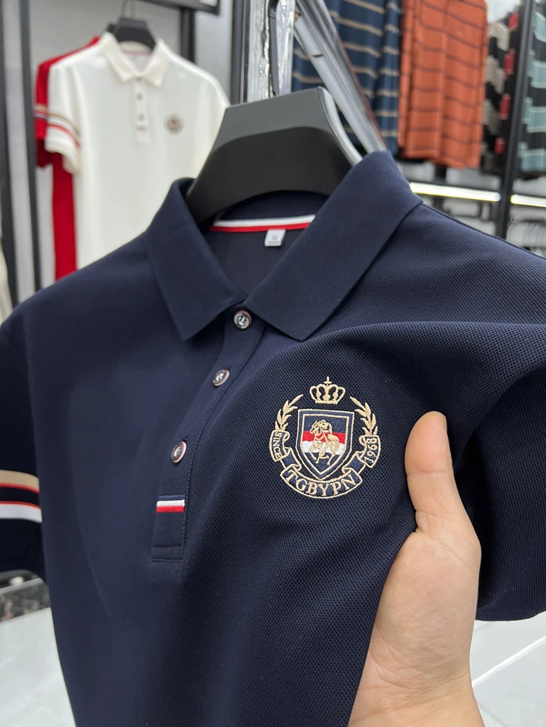 High end brand men's short sleeved polo shirt with classic stripe design top summer fashion embroidery breathable casual T-shirt 17 S0d3e5c3fa3ee4d83a5a8ea28097cbffdk