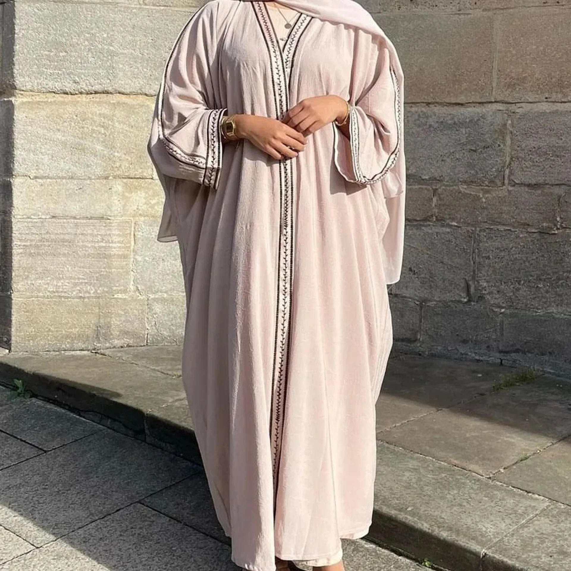 

Fashion Embroidery Muslim Kimono Party Evening Abaya Retro Ethnic Cardigan Robe Dubai Middle Eastern Saudi Arabia Eid Clothes