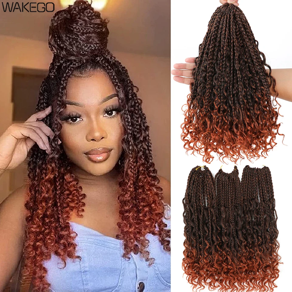 Wakego Synthetic Goddess Box Braids With Curly Ends Boho Box Braids Crochet  Hair Bob Box Crochet Braids For Black Women Kids