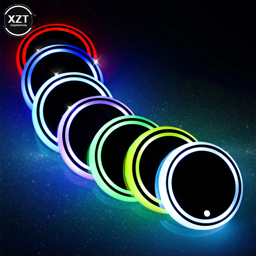 LED Cup Coaster Holder USB Light Mat Car Coasters Bottle RGB Luminous Atmosphere Lamp Glass Pad Seat 7 Colorful Backlight