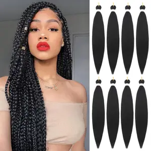 Kinky Yaki Straight Hair Bundles Synthetic Pre-stretched Braiding