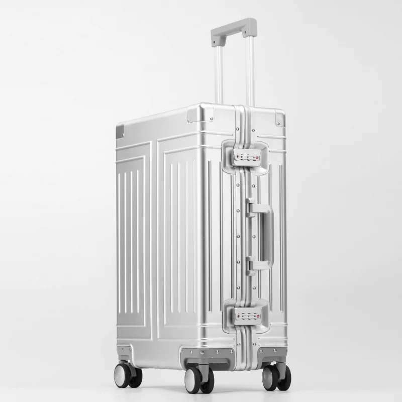 Aluminum-Magnesium Alloy Trolley Case Luggage Men's and Women's Universal Wheel Password Suitcase  Combination lock Luggage