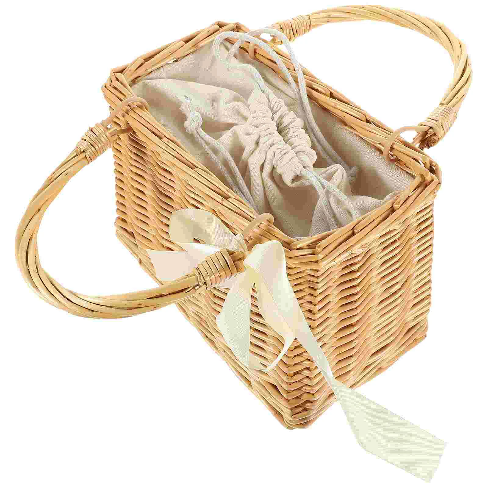 

Basket Woven Rattan Flower Straw Wicker Baskets Tote Beach Storage Picnic Willow Hand Wedding Handbag Handbags Girl Purses