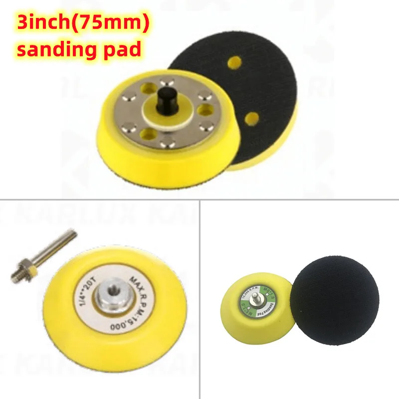 3inch 0/3Hole Pneumatic Sander/Polisher Disc Sanding Backup Pad,Sandpaper Self-adhesive Hook-Loop Backed Plate Abrasive Disk Pad