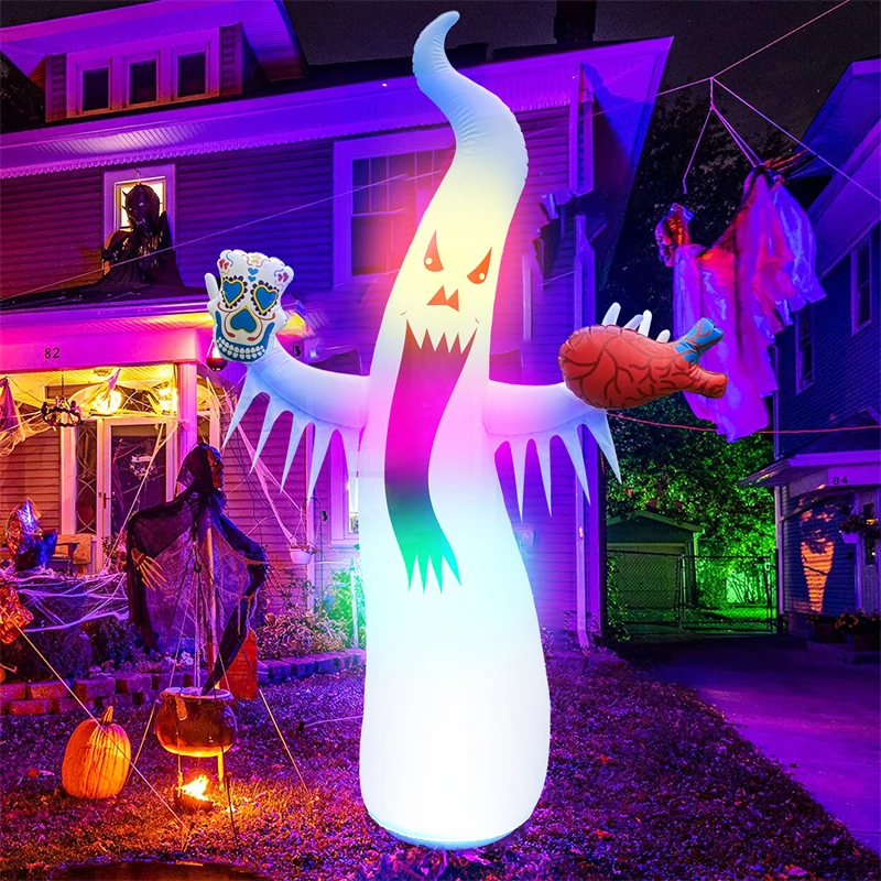 

Halloween Inflatable Outdoor Ghost with Kaleidoscope LED Lights Horror Scary Ghost Props Garden Yard Halloween Party Decoration