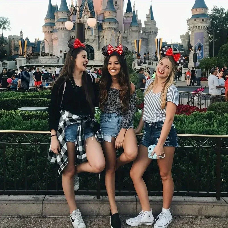 1 Stück Mickey Minnie Ohr-Stirnband, niedlich, glänzend, rote Schleife für Fotografie, Vergnügungspars, Valentinstag, Party, Urlaub, Haarschmuck