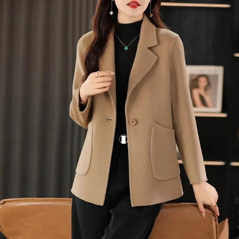 

Single-Breasted Wool Jacket Female Top-Grade Woolen Coat Women Autumn Winter New Korean Outwear Simple Loose Fashion Overcoat