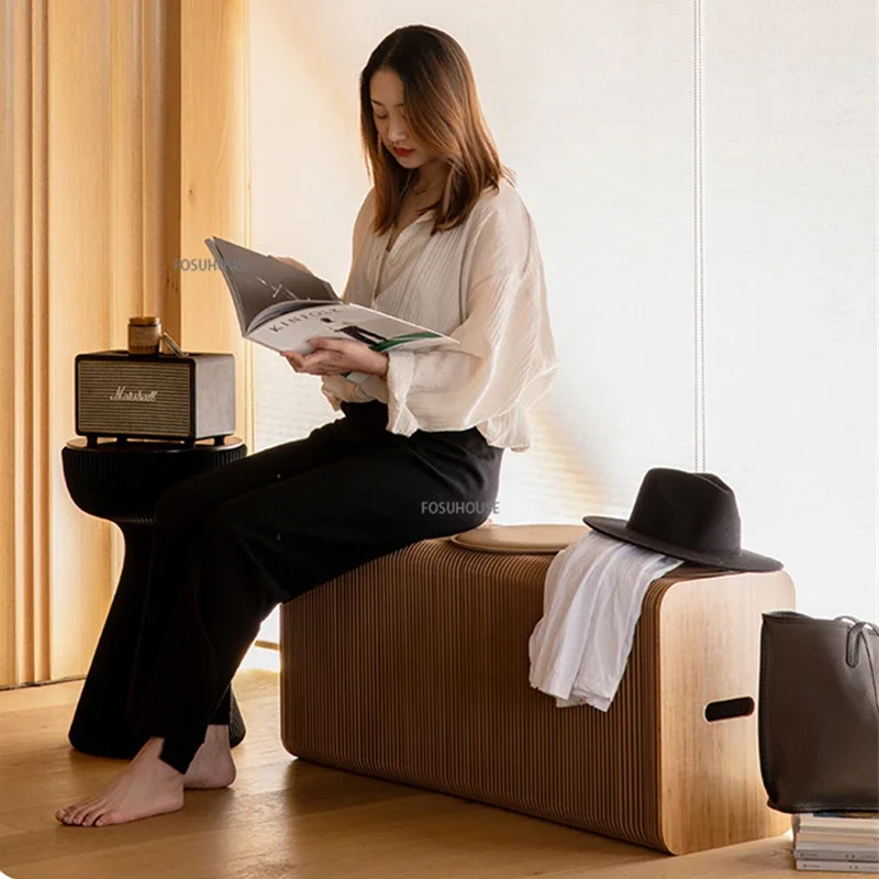 Modern Telescopic Folding Bench For Portable Foot Stools Living Room Space Saving Furniture Home Creative Design Pouf Ottoman