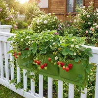 36 Pockets Vertical Strawberry Grow Planter Wall Hanging Flower Pot Bags Felt Garden Balcony Pouch for Railing Balcony Fence 2